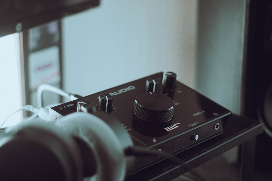a close up of a dj's headphones on a table