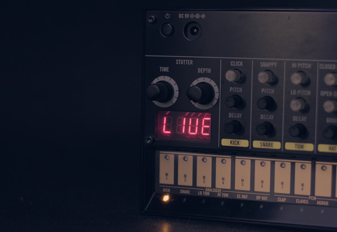 A close up of a sound board on a table